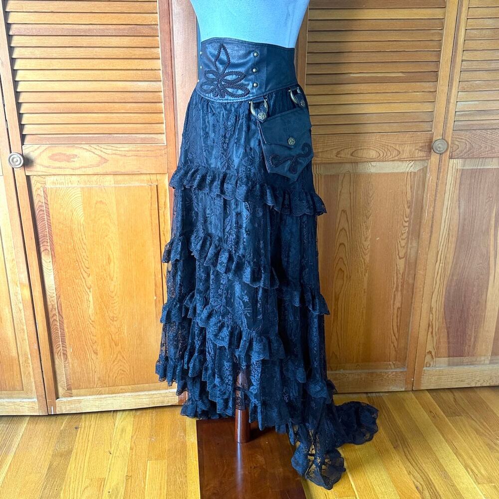 Vintage Lip Service Winchester Emporium Black Lace High Waist Skirt XS - Picture 4 of 12